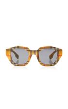 Burberry Hexagon-frame Checked Acetate Sunglasses
