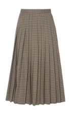 Rochas Virgin Wool Check Print Pleated Skirt