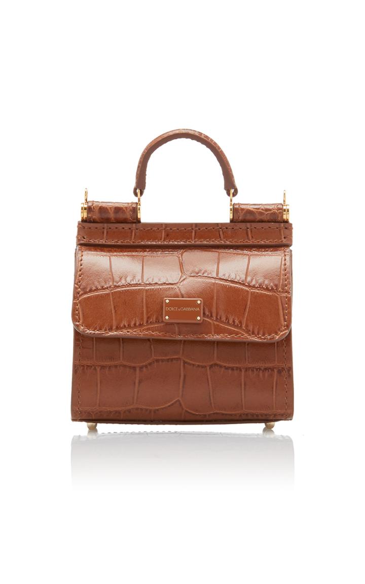 Dolce & Gabbana Sicily Mini Croc-effect Leather Top Handle Bag