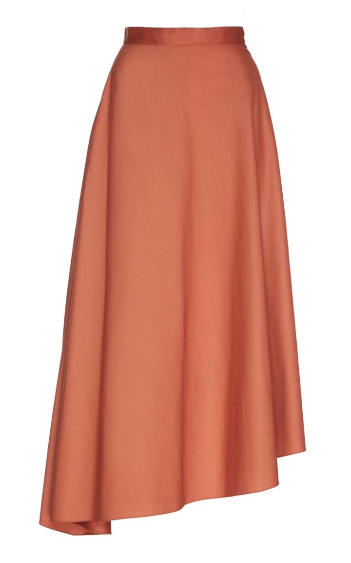 Sandra Mansour Satin Cotton Draped Skirt