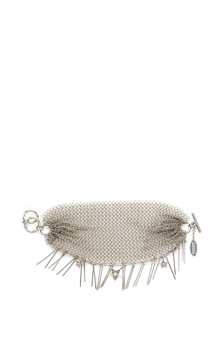 Roberto Cavalli Silver Lux Metal Mesh And Fringe Bracelet