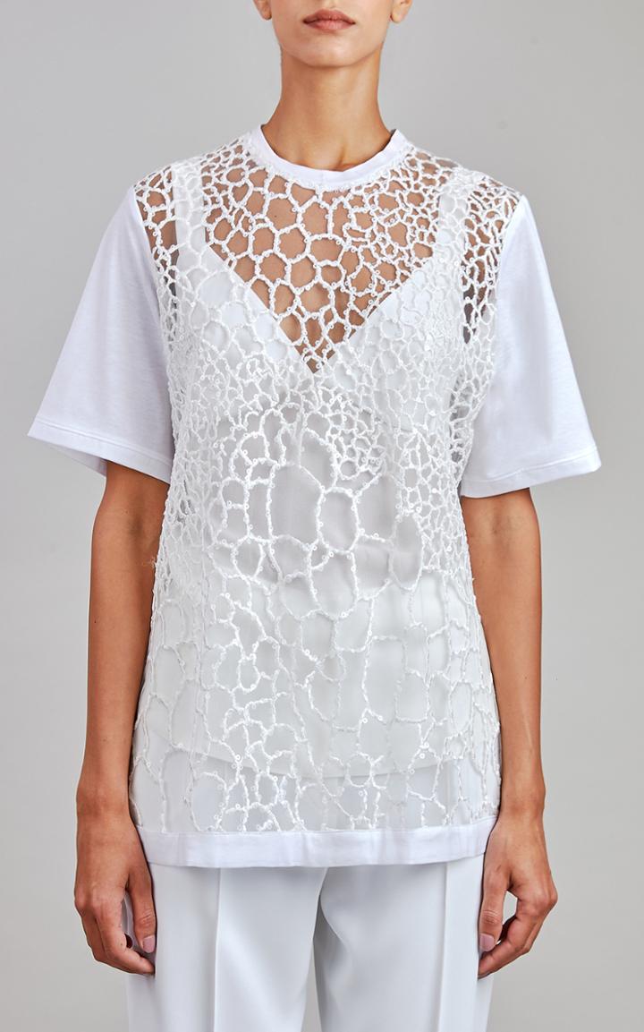 Moda Operandi Elie Saab Tulle Embroidery T-shirt