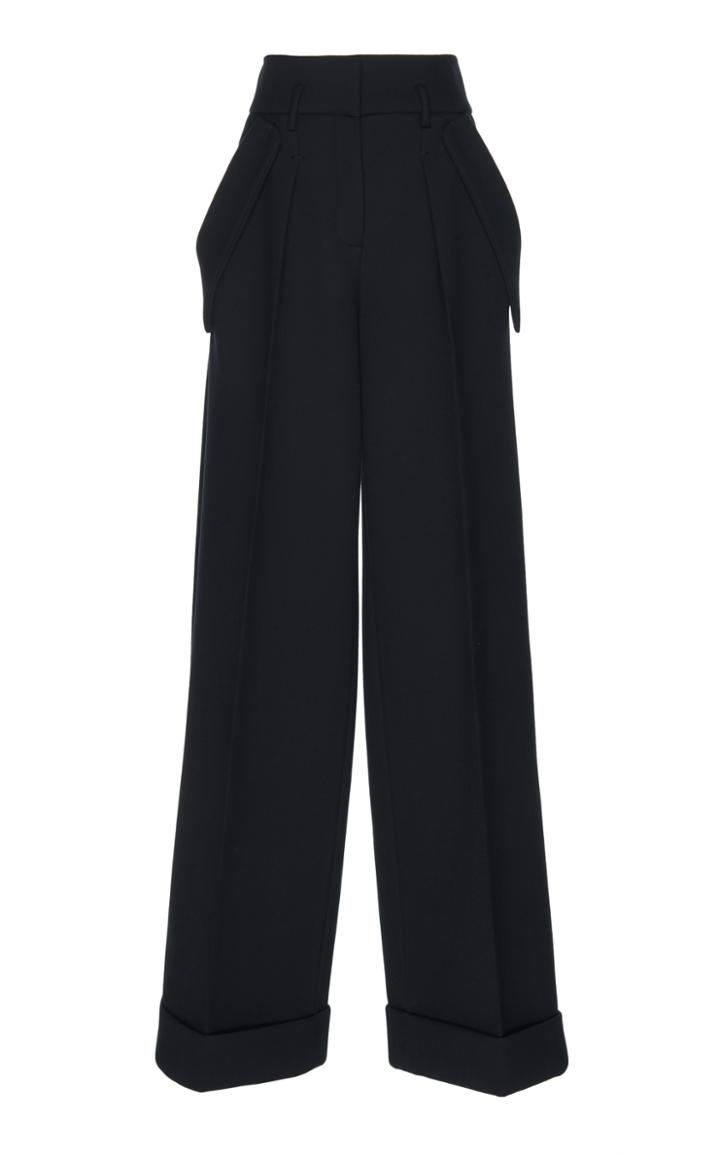 Dice Kayek Navy Wide Leg Pleat Pants