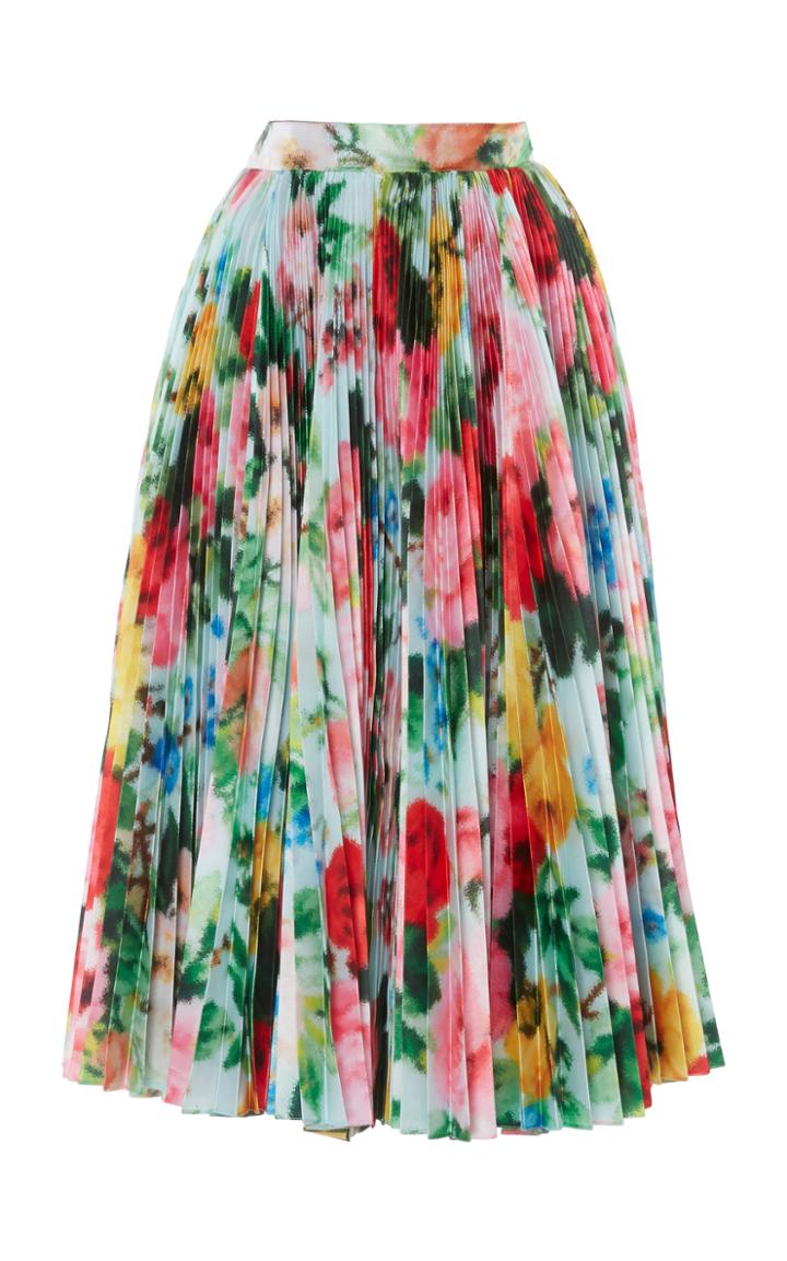 Moda Operandi Richard Quinn Printed Pleated Chiffon Skirt Size: 6