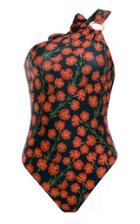 Moda Operandi Agua By Agua Bendita Fresa One-shoulder Bermelo-print One-piece Swimsu