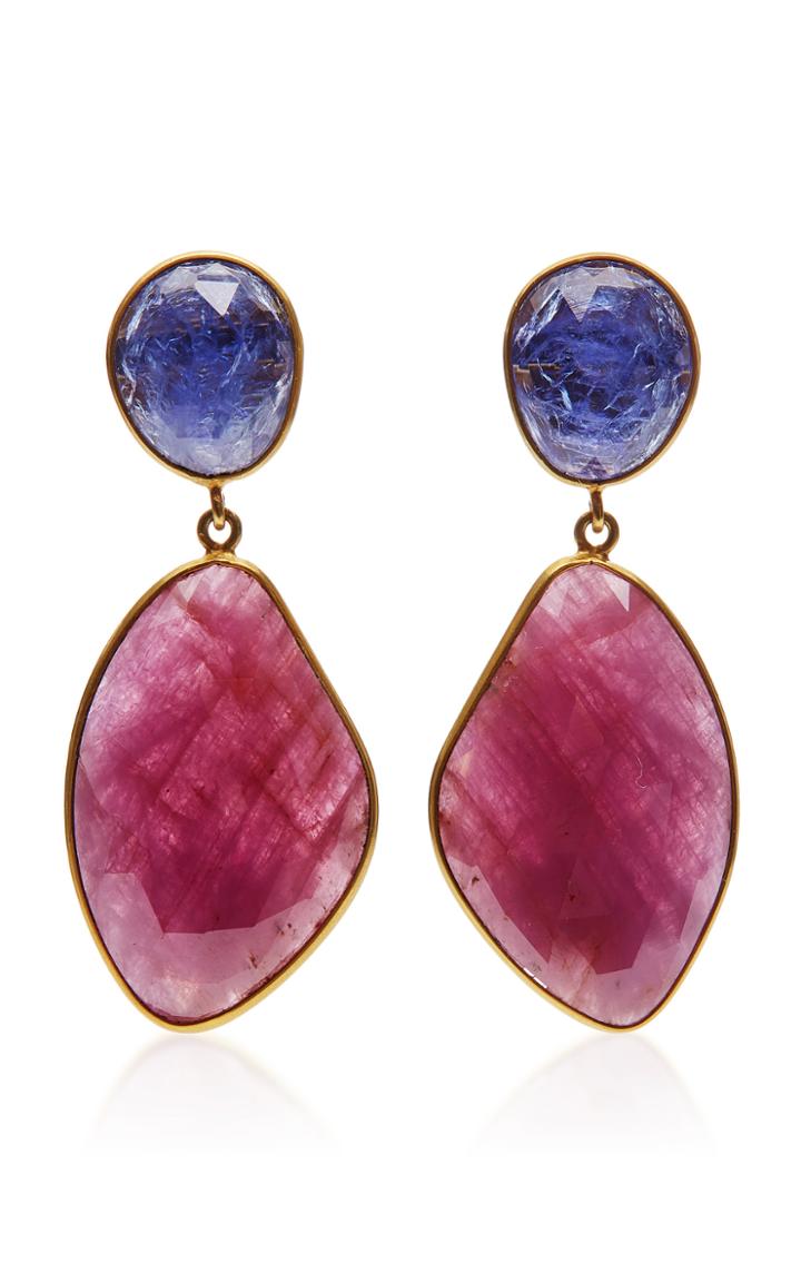 Bahina One-of-a-kind Pink Sapphire And Tanzanite Drop Earrings