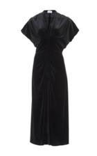 Luisa Beccaria Velvet Short Sleeve Midi Dress