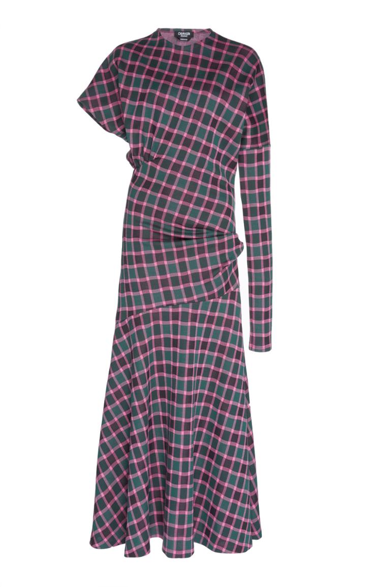 Calvin Klein 205w39nyc Asymmetric Cotton Jacquard Draped Dress