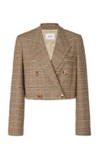 Nanushka Moscot Plaid Wool-blend Cropped Blazer