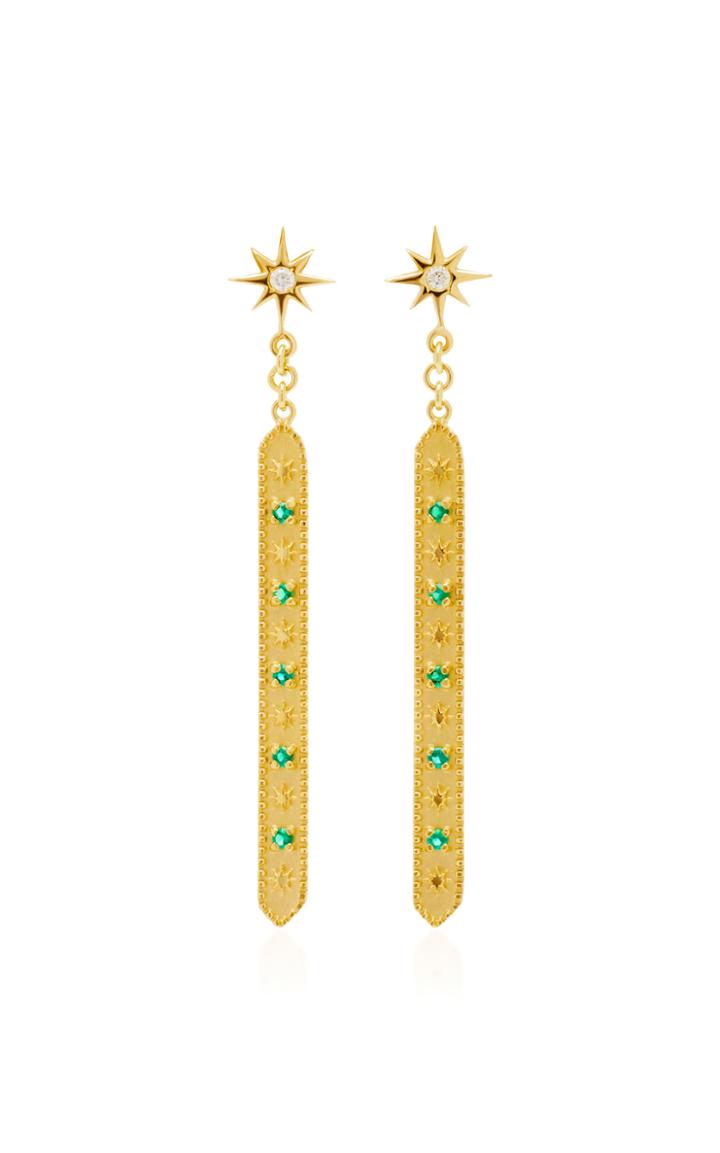 Pamela Zamore 18k Gold, Emerald And Diamond Earrings