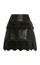 Elie Saab Tiered Leather Mini Skirt