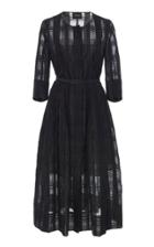 Akris Check Organza A-line Midi Dress With Horsehair Belt