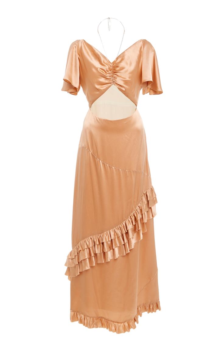 Breelayne Agata Crystal Silk Halter Dress