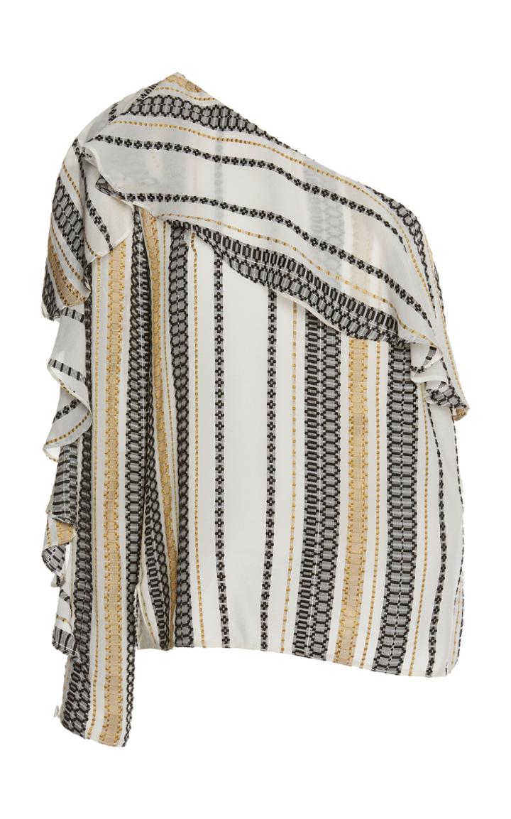 Zeus + Dione Artemis One Shoulder Silk Blouse