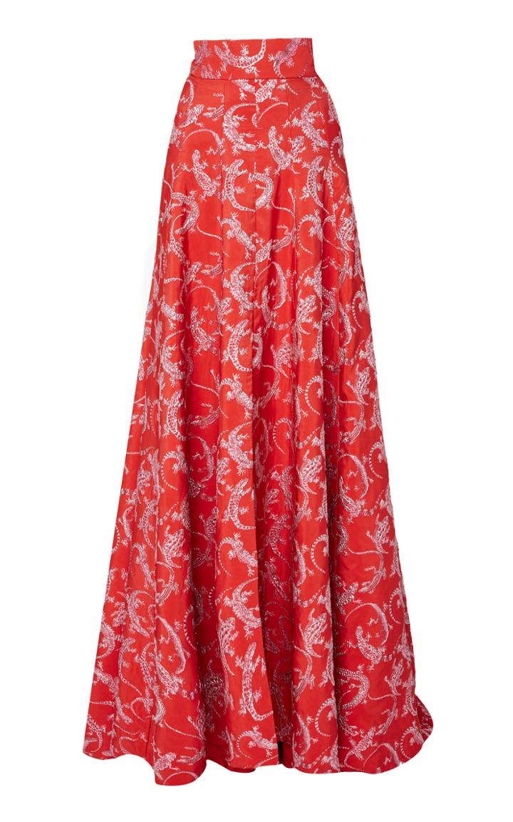 Brandon Maxwell Leopard Jacquard High-waisted Ball Skirt