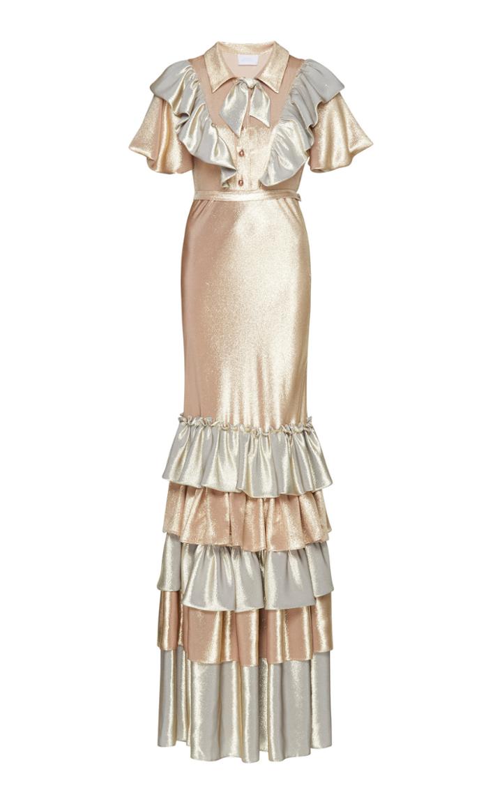 Luisa Beccaria Lurex Ruffle Dress