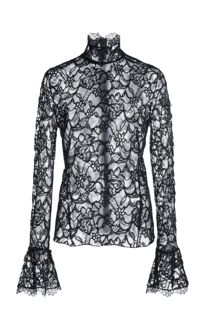 Moda Operandi Dundas Flared-cuff Lace Mock Neck Top
