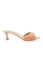 Tabitha Simmons For Brock Collection Embroidered Leather Kitten Heel Slides