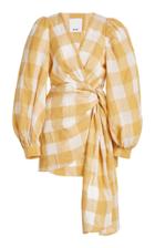 Moda Operandi Acler Southerland Checked Woven Mini Wrap Dress