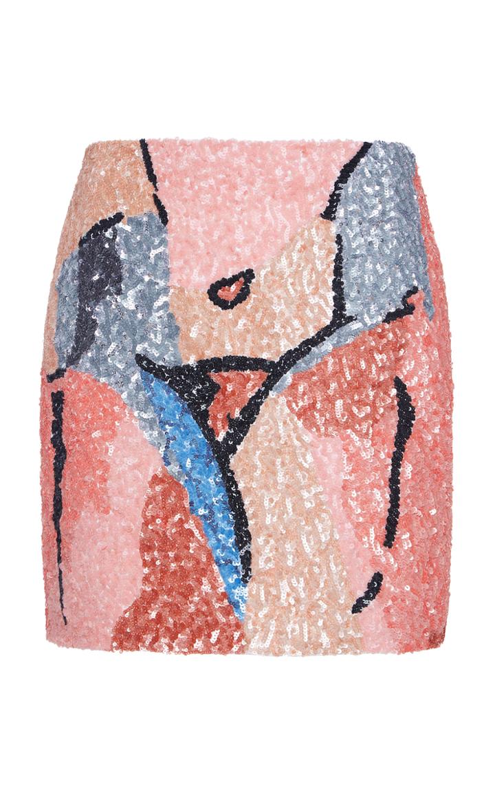 Moda Operandi Moschino Printed Sequined Mid-rise Skirt Size: 36