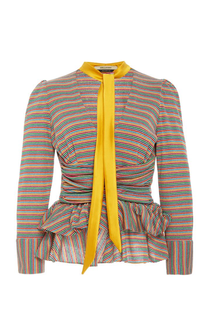 Hellessy Stargazing Stripe Ruffled Waist Top