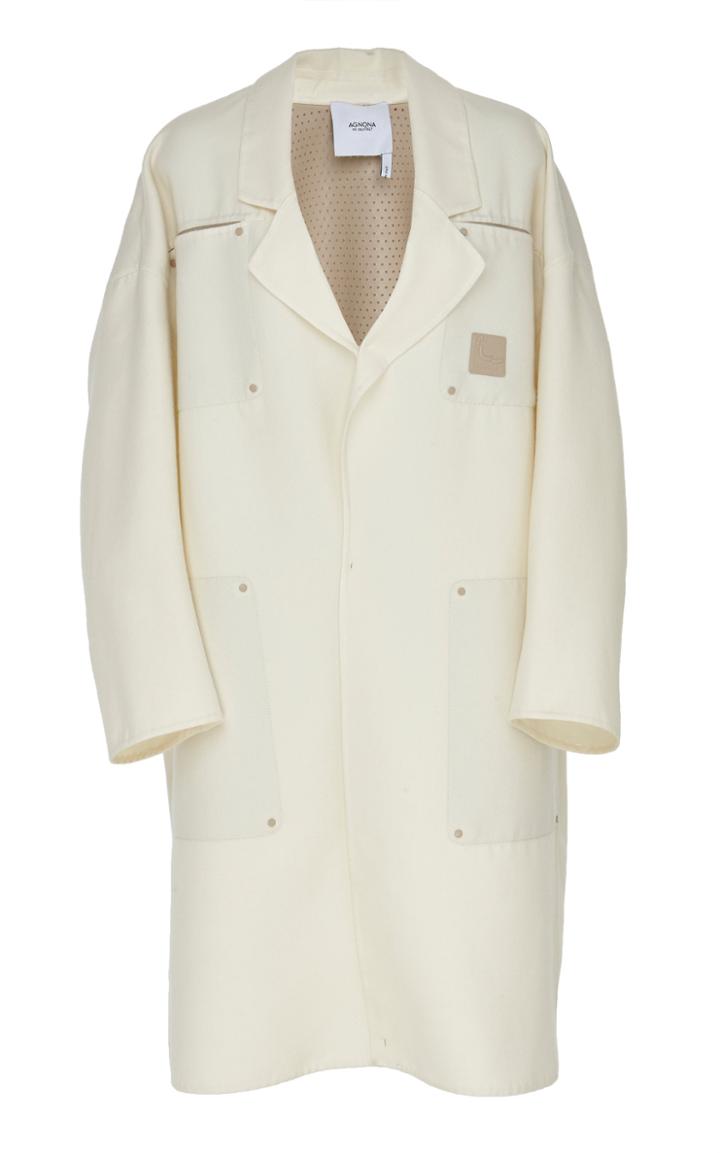 Agnona Century Cashmere Coat With Leather Details
