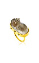 Moda Operandi Loren Nicole 22k Yellow Gold Tawaret Swims Amulet Ring Size: 7.25