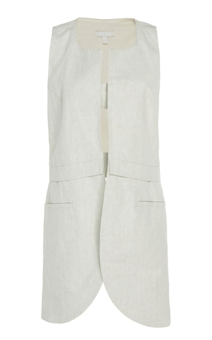 White Story Operato Sleeveless Linen-blend Blazer