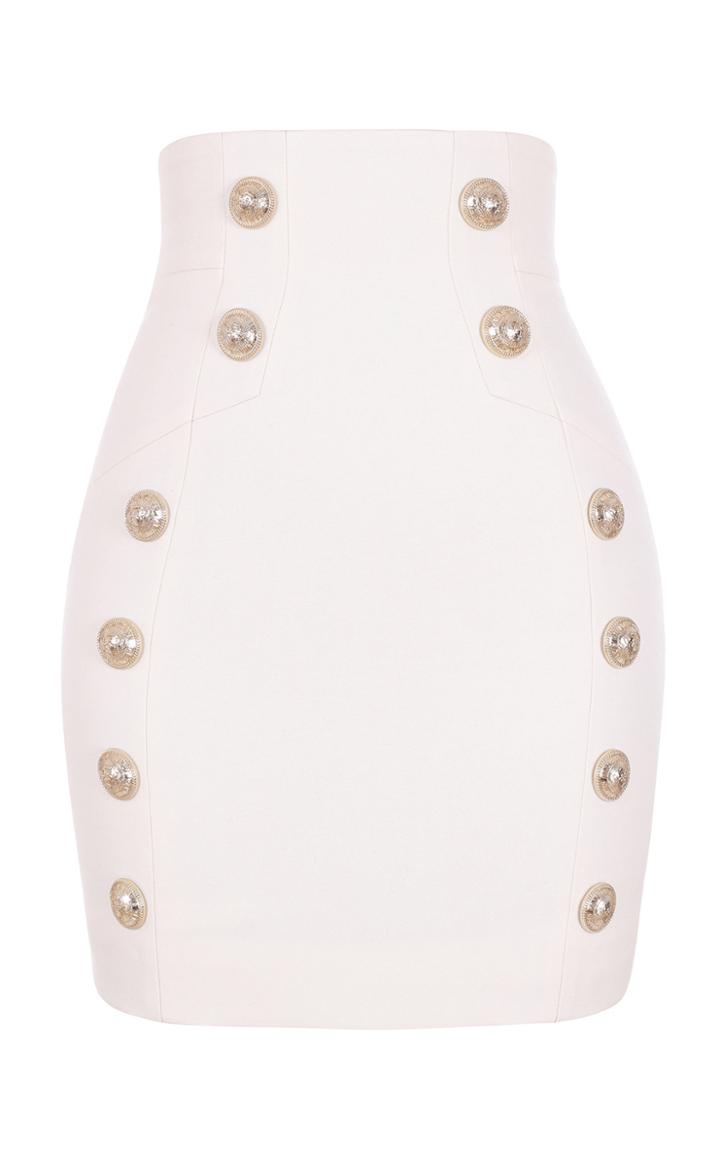 Balmain Button Detail Wool Mini Skirt