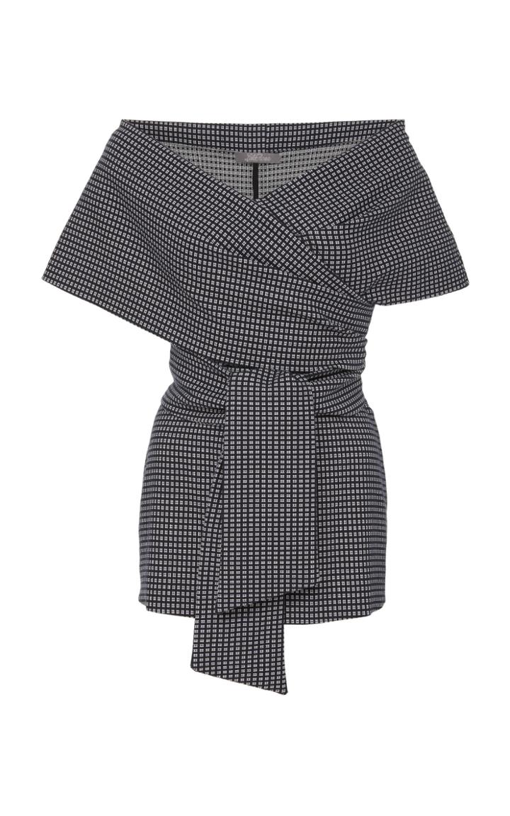 Lela Rose Wrap Tie Peplum Top