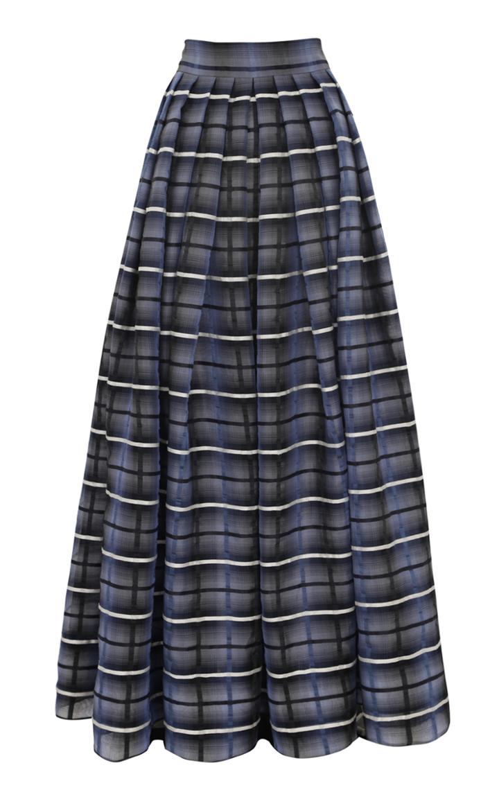 Moda Operandi Martin Grant Limited Edition Checked Linen-silk Organza Maxi Skirt