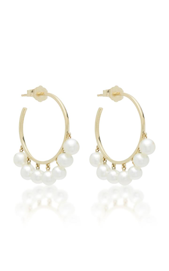 Sydney Evan Pearl Drop Medium Hoops