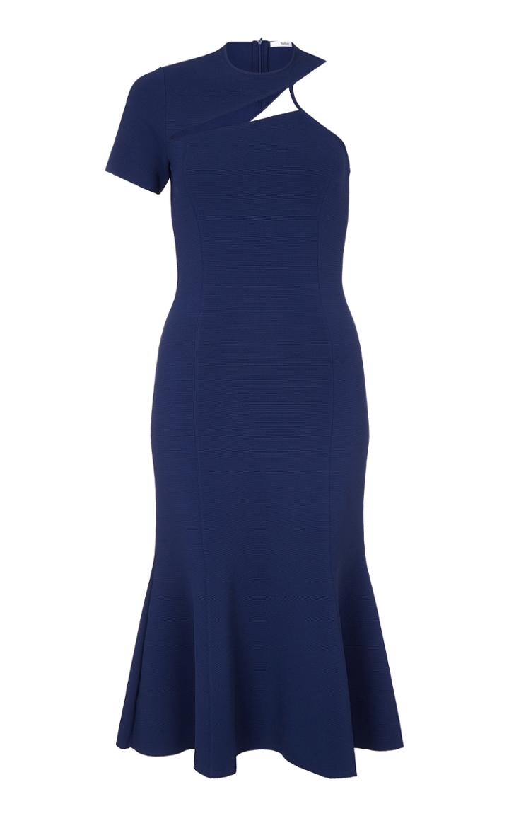 Safiyaa Lyra Asymmetric Ribbed Knit Dress
