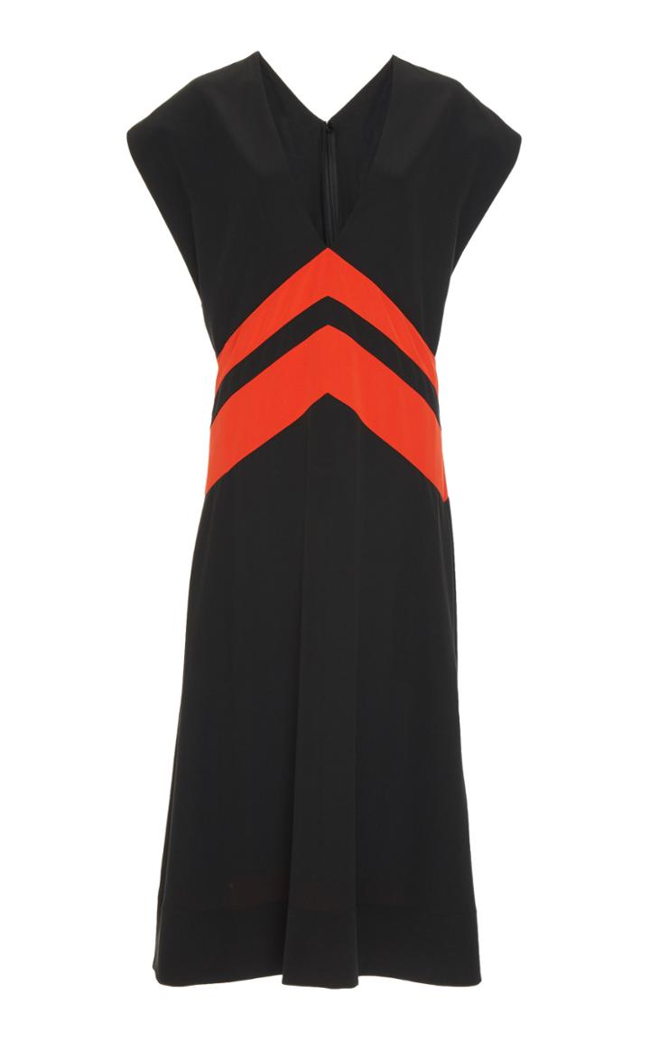 Givenchy Striped Silk Crepe De Chine Midi Dress