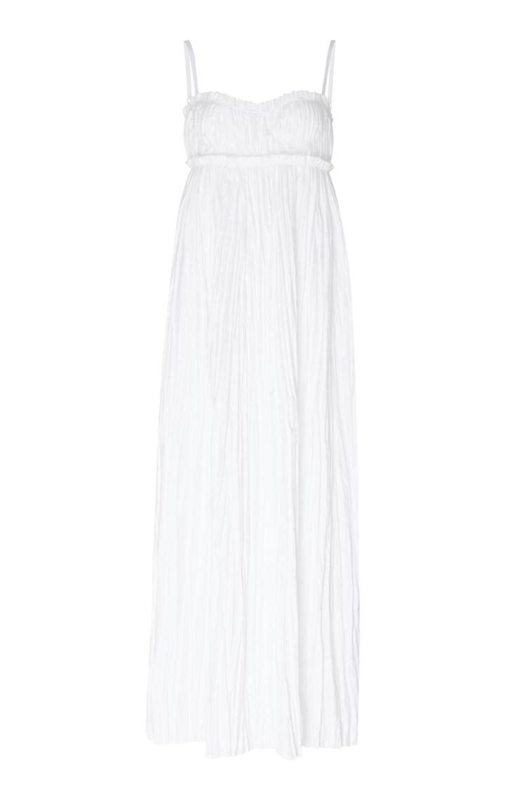 Khaite Jordyn Cotton Pliss Midi Dress
