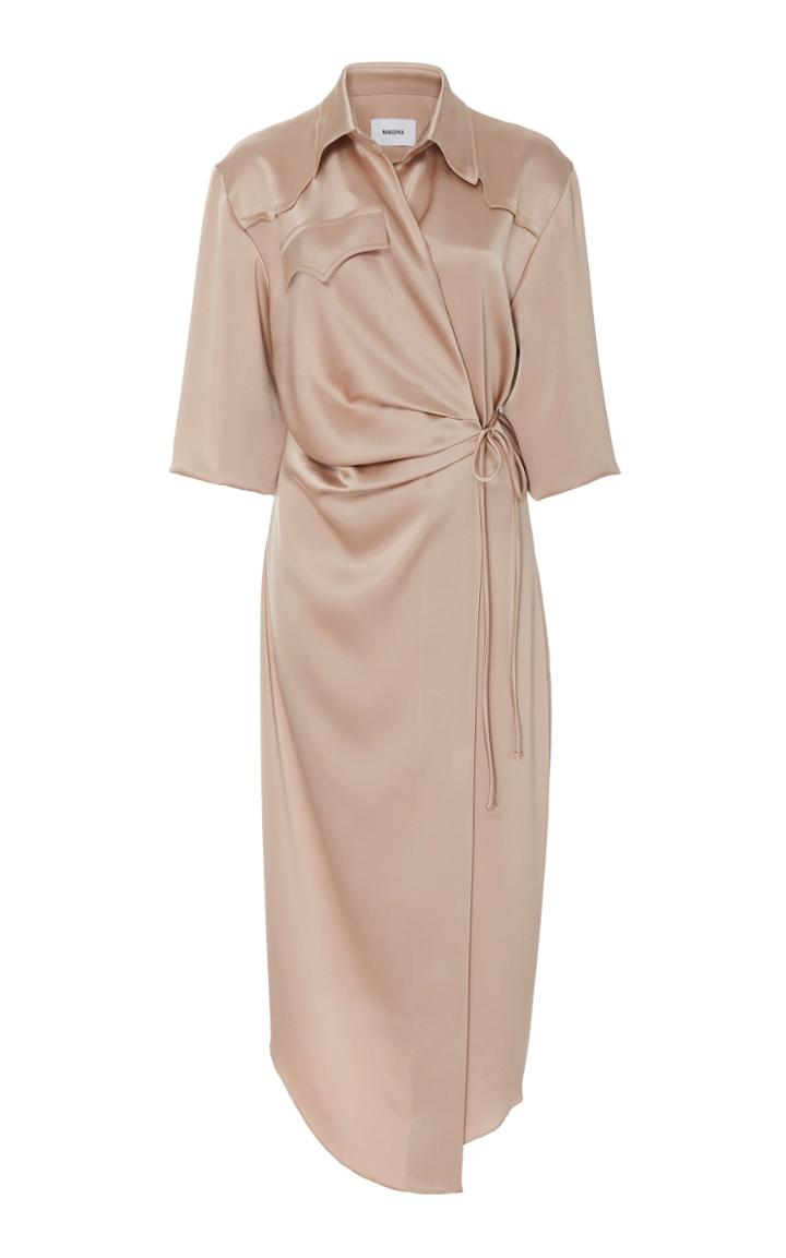 Nanushka Lais Draped Satin Midi Dress