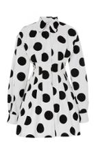 Carolina Herrera Polka-dot Cotton-poplin Mini Dress