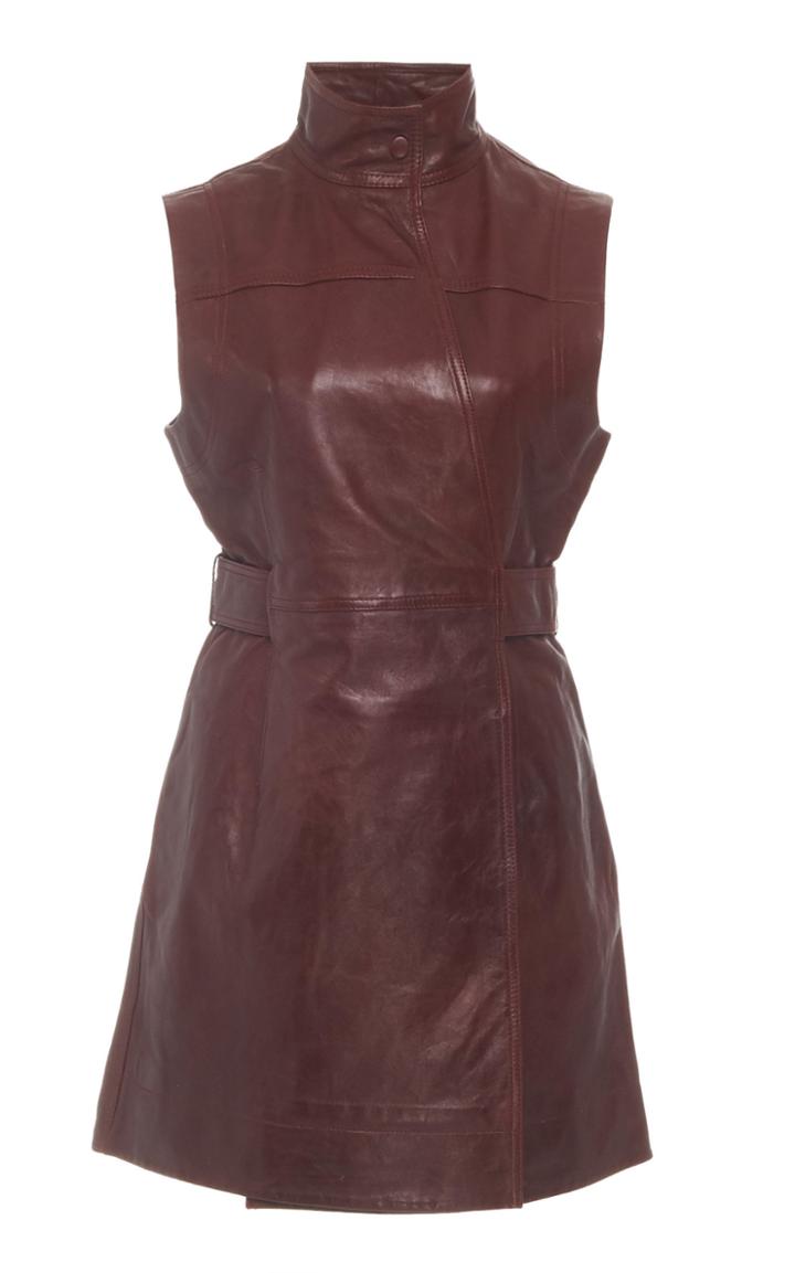 Ganni Lamb Leather Sleeveless Mini Dress