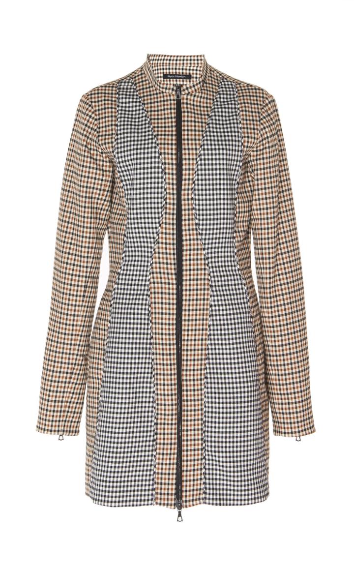 Wynn Hamlyn Curve Checked Zip Detailed Dress