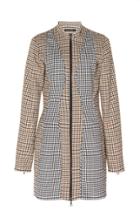 Wynn Hamlyn Curve Checked Zip Detailed Dress