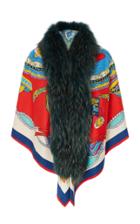 Caban Romantic Red Alligator Printed Fur Scarf