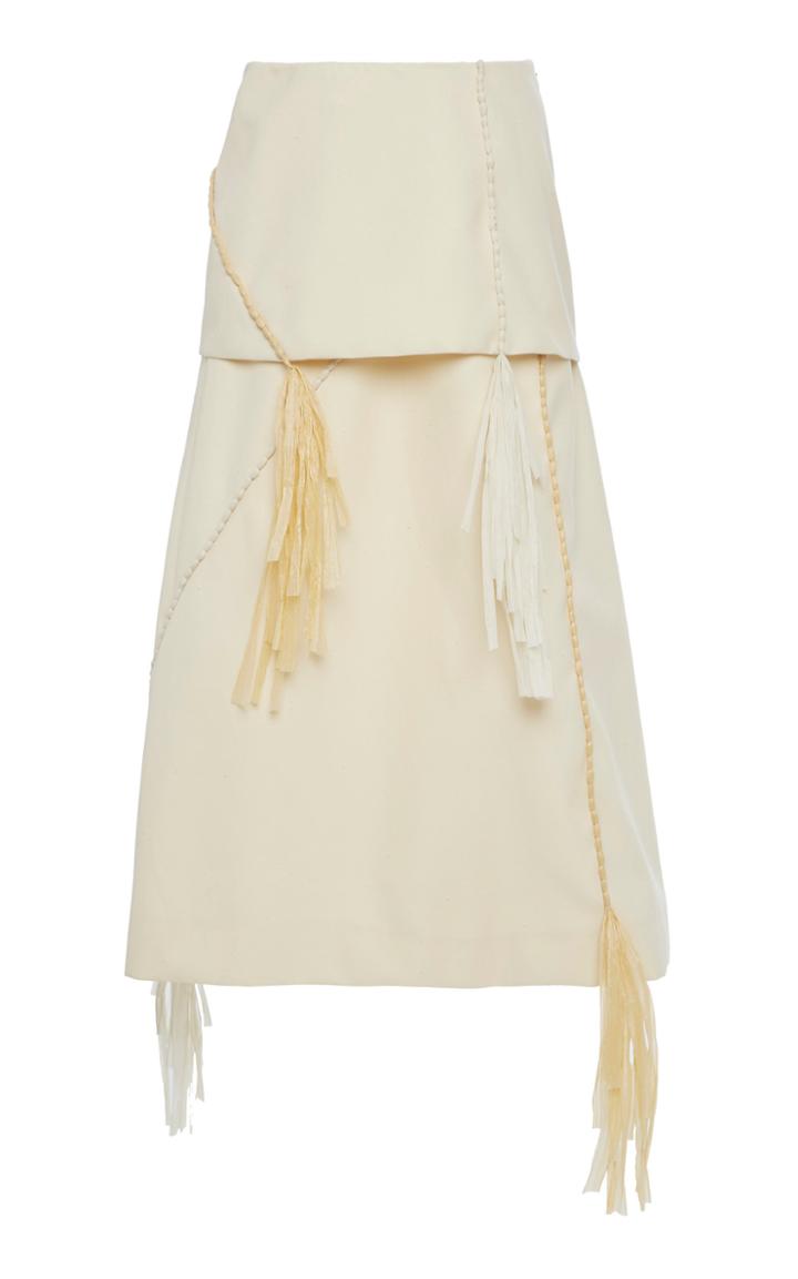Moda Operandi Jil Sander Maj Layered Tassel-embellished Cotton-blend Skirt Size: 34