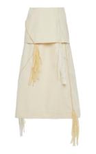 Moda Operandi Jil Sander Maj Layered Tassel-embellished Cotton-blend Skirt Size: 34
