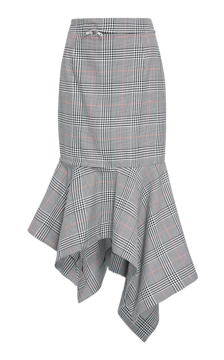 Monse Glen Plaid Zip Trumpet Skirt