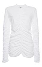 Msgm White Ruffle Ribs Top