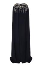 Oscar De La Renta Embellished Cape-accented Silk-blend Crepe Caftan