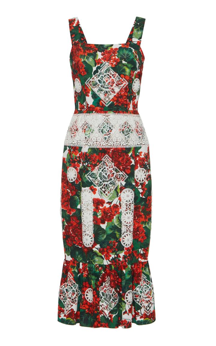 Dolce & Gabbana Floral-print Cotton-blend Midi Dress