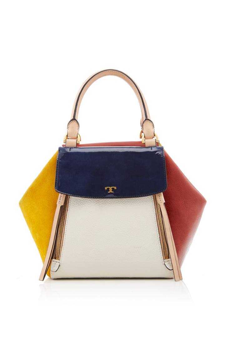 Tory Burch Half Moon Mixed Material Satchel