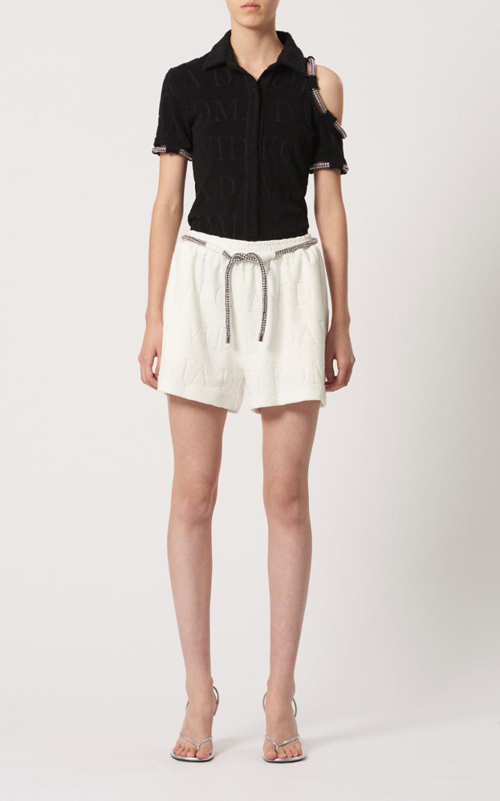 Moda Operandi David Koma Crystal-trimmed Dk Intarsia Shorts