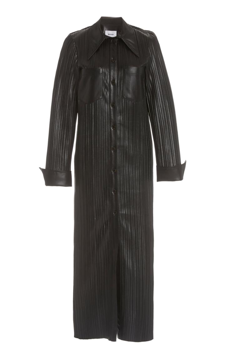 Nanushka Lee Pliss Vegan Leather Maxi Dress